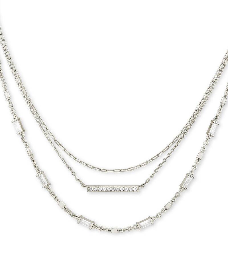 ケンドラスコット レディース アクセサリー ネックレス・チョーカー レース Kendra Scott Addison Triple Strand Necklace Rhodium Plating|ReVida 店