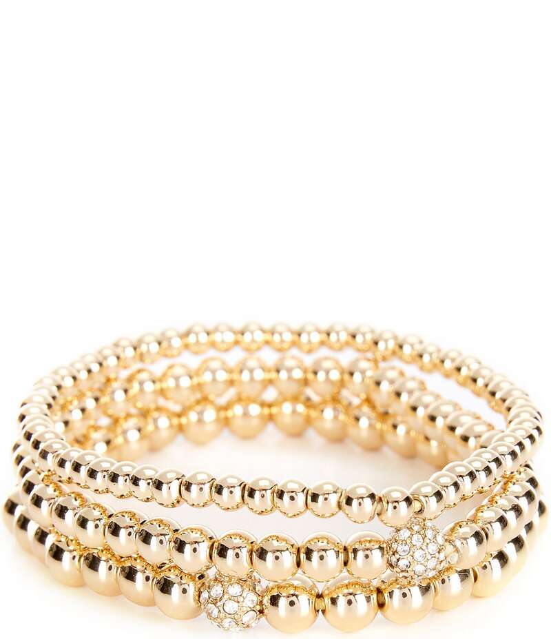 アンクライン レディース アクセサリー ブレスレット・バングル・アンクレット Anne Klein Pave Stretch Beaded Bracelet Set Gold ゴールド 10,765円
