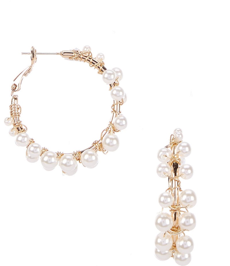 ディラーズ レディース アクセサリー ピアス・イヤリング Dillard's Pearl Wrap Medium Hoop Earrings Gold/Pearl パール|ReVida 店