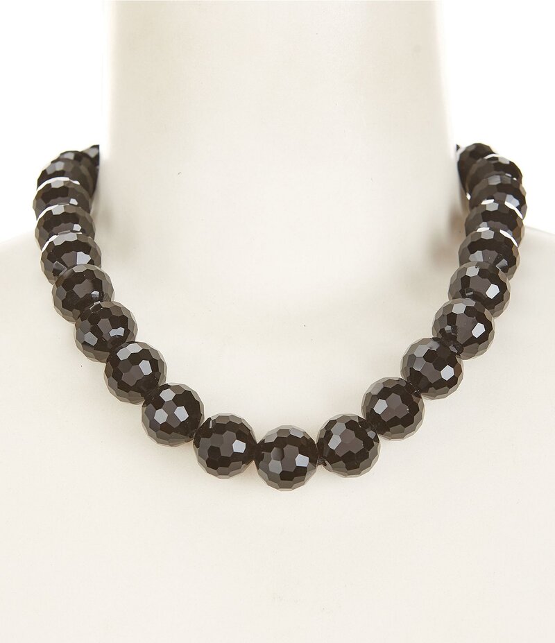 ディラーズ レディース アクセサリー ネックレス・チョーカー レース Dillard's Large Jet Faceted Bead Statement Short Collar Necklace Silver/Jet シルバー