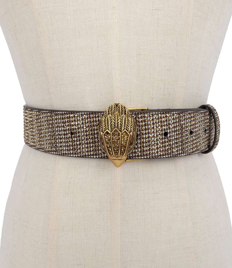 カートジェイガーロンドン レディース アクセサリー ベルト Kurt Geiger London 38mm Crystal Houndstooth Belt Gold ゴールド|ReVida 店