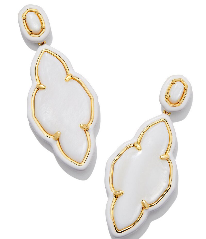 ケンドラスコット レディース アクセサリー ピアス・イヤリング Kendra Scott Abbie Enamel Frame Drop Earrings Gold White Mother Of Pearl ホワイト|ReVida 店