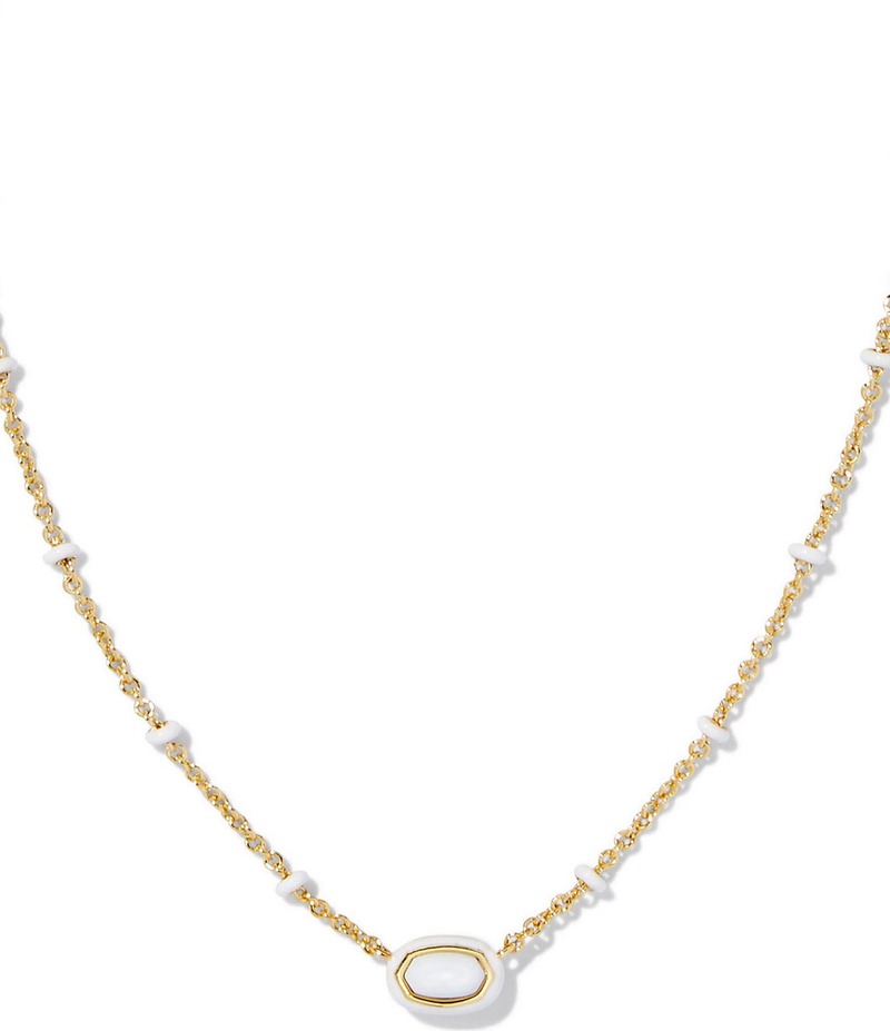 ケンドラスコット レディース アクセサリー ネックレス・チョーカー ミニ レース Kendra Scott Mini Elisa Enamel Framed Short Pendant Necklace Gold White Mother Of Pearl ホワイト