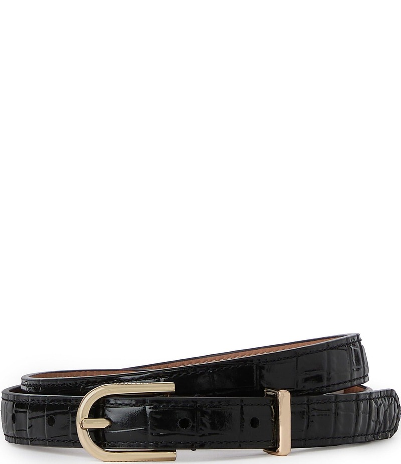 ブランミン レディース アクセサリー ベルト レザー BRAHMIN 0.75 Classic Croco Embossed Leather Belt Black ブラック｜ReVida 店