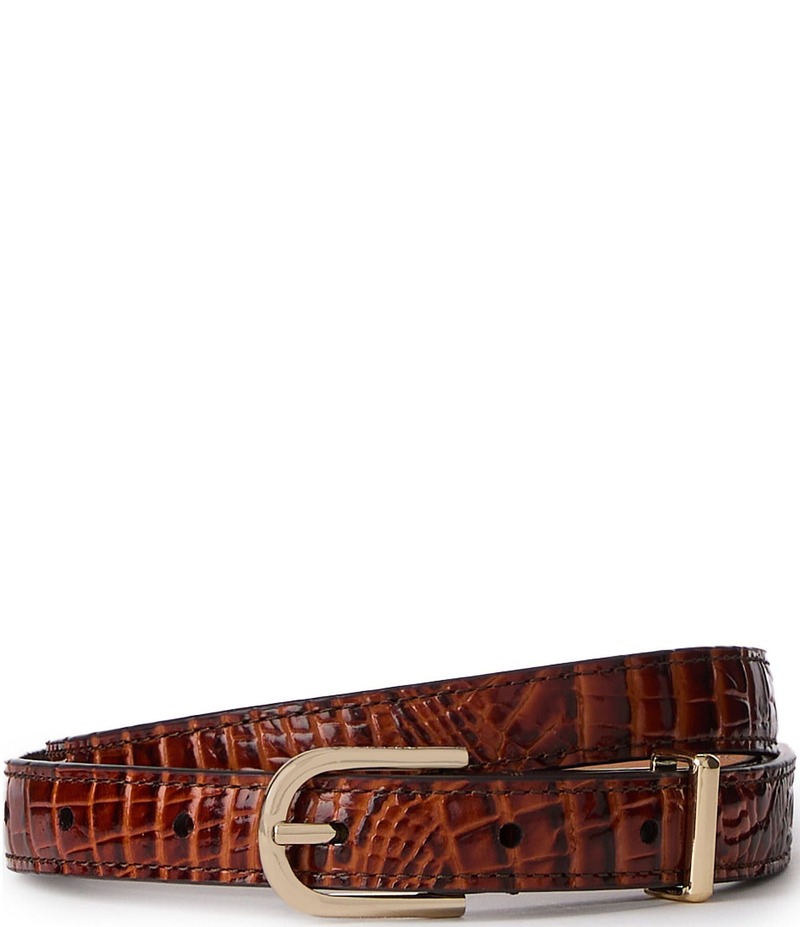ブランミン レディース アクセサリー ベルト レザー BRAHMIN 0.75 Classic Croco Embossed Leather Belt Pecan｜ReVida 店