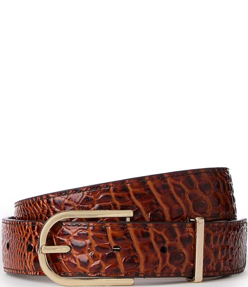 ブランミン レディース アクセサリー ベルト レザー BRAHMIN 1.25 Classic Croc Embossed Leather Belt Pecan|ReVida 店