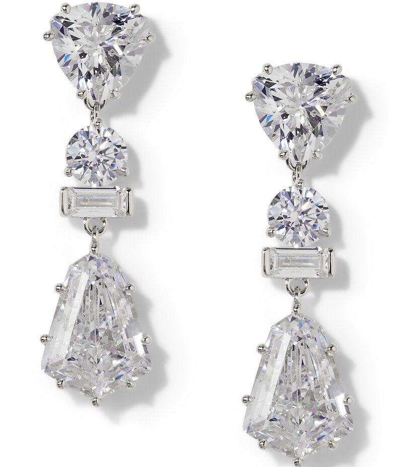 ナディール レディース アクセサリー ピアス・イヤリング Nadri Luxor Kite Cubic Zirconia Drop Earrings Silver シルバー