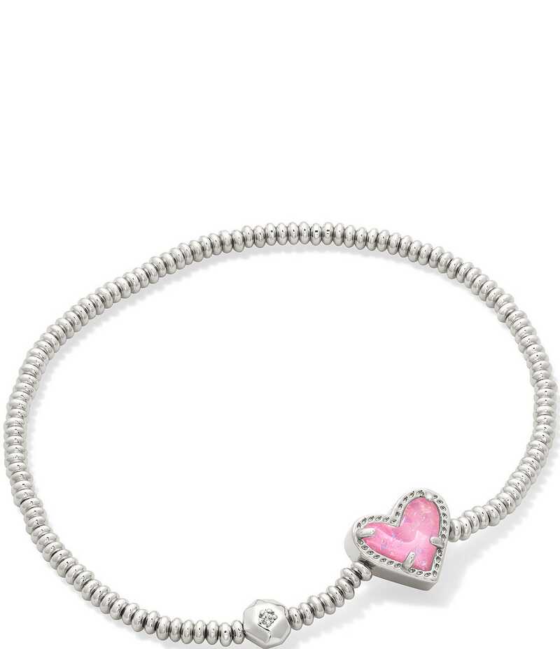 ケンドラスコット レディース アクセサリー ブレスレット・バングル・アンクレット Kendra Scott Ari Heart Silver Iridescent Glass Stretch Bracelet Silver/Pink Iridescent Glitter Glass ピンク
