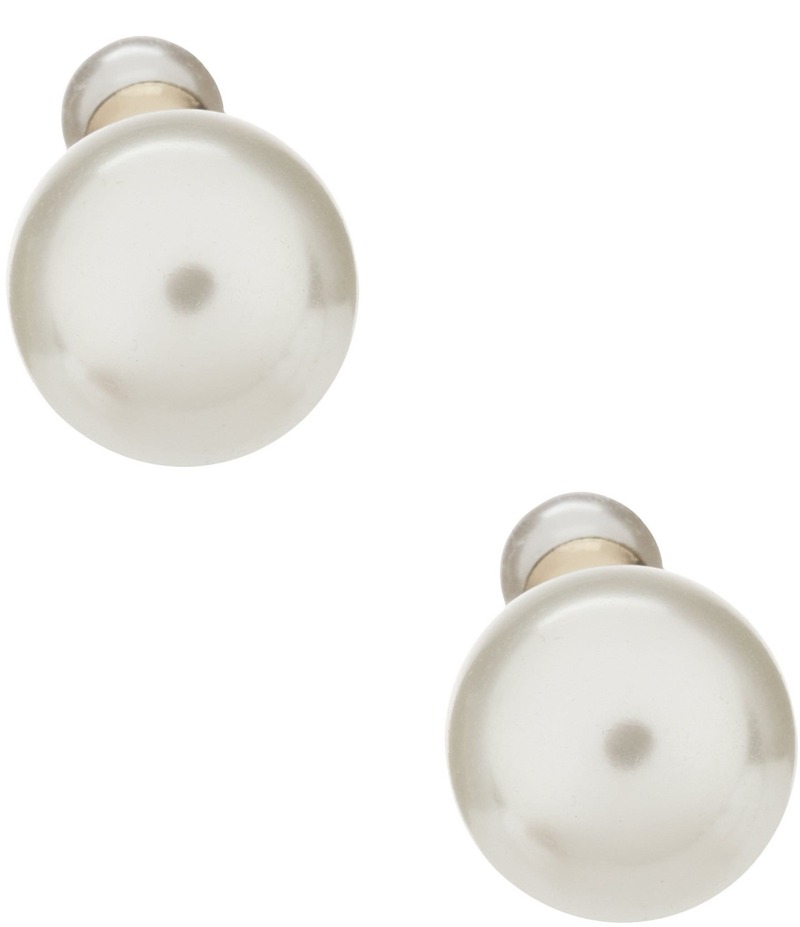 アンクライン レディース アクセサリー ピアス・イヤリング Anne Klein Faux Pearl Reversible Front/Back Earrings White ホワイト