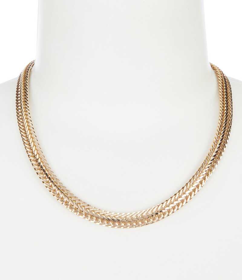 アンクライン レディース アクセサリー ネックレス・チョーカー レース Anne Klein Flat Gold Chain Collar Necklace Gold ゴールド｜ReVida 店