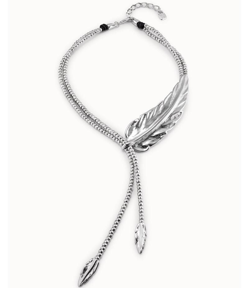 ウノデ 50 レディース アクセサリー ネックレス・チョーカー レース UNOde50 Feather Collar Beaded Y Necklace Silver シルバー