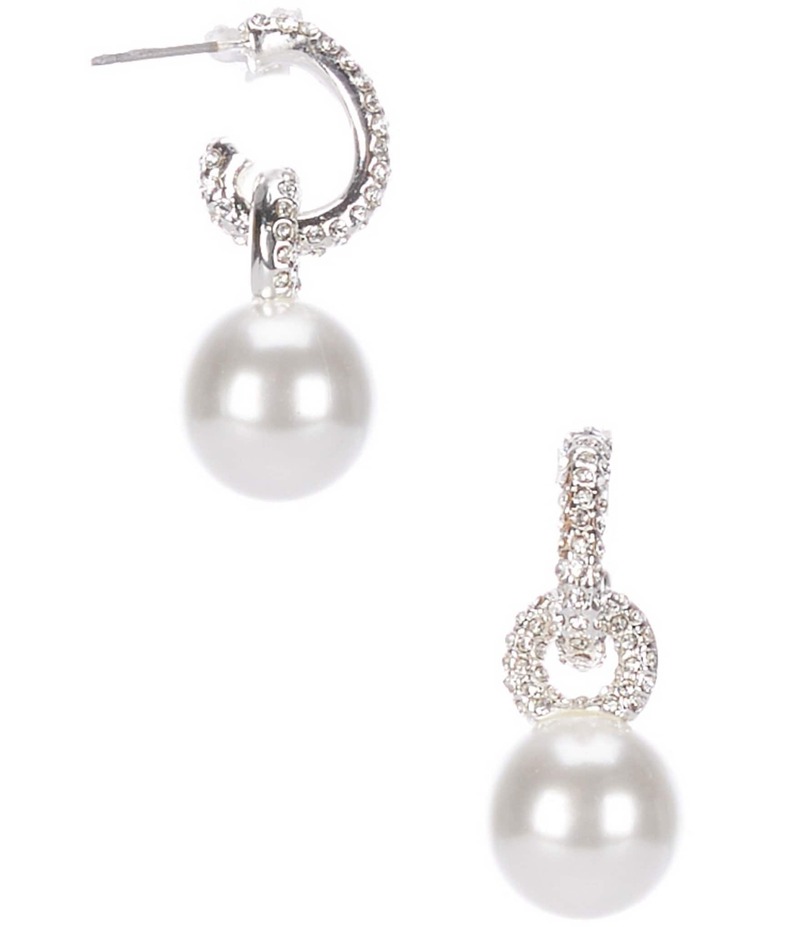 セザンヌ レディース アクセサリー ピアス・イヤリング Cezanne Pearl Drop Pave Stone Hoop Earrings Silver/Pearl-Zinc/Glass/Pearl パール