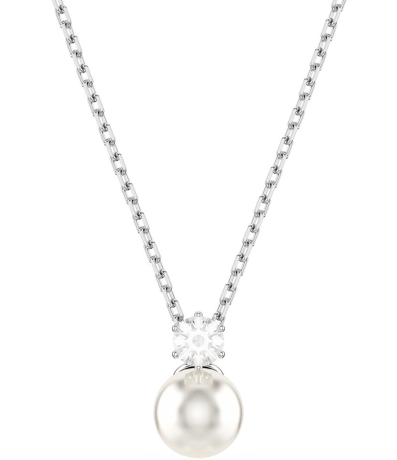 スワロフスキー レディース アクセサリー ネックレス・チョーカー レース Swarovski Matrix Crystal Pearl Short Pendant Necklace Silver シルバー｜ReVida 店