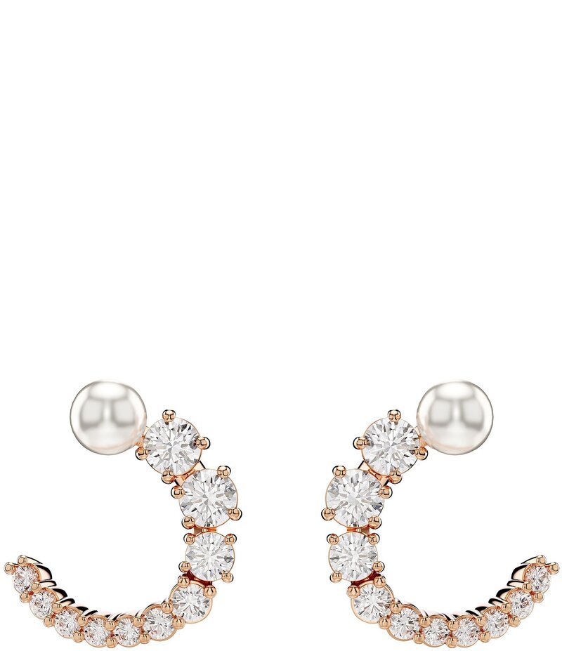 スワロフスキー レディース アクセサリー ピアス・イヤリング Swarovski Matrix Crystal Pearl Hoop Earrings Rose Gold ゴールド｜ReVida 店