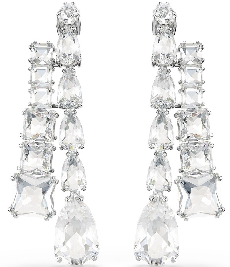 スワロフスキー レディース アクセサリー ピアス・イヤリング Swarovski Matrix Mixed Cut Silver Metal Drop Earrings Silver シルバー