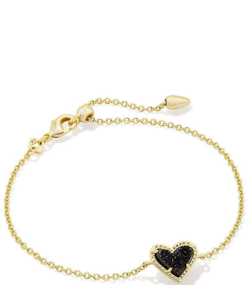 ケンドラスコット レディース アクセサリー ブレスレット・バングル・アンクレット Kendra Scott Ari Heart Drusy Gold Chain Bracelet Black Drusy ブラック