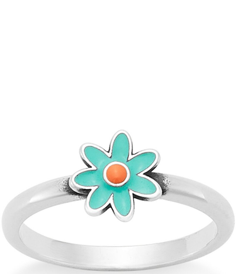 ジェームズ エイヴリー レディース アクセサリー 指輪 フラワー柄 フラワー James Avery Enamel Orange Floral Band Ring Silver/Aqua Blue ブルー