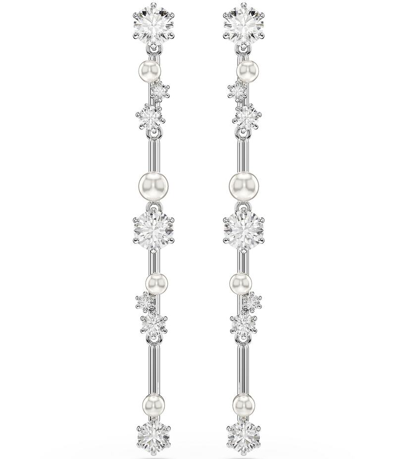 スワロフスキー レディース アクセサリー ピアス・イヤリング Swarovski Constella Crystal Pearl Linear Earrings Silver シルバー