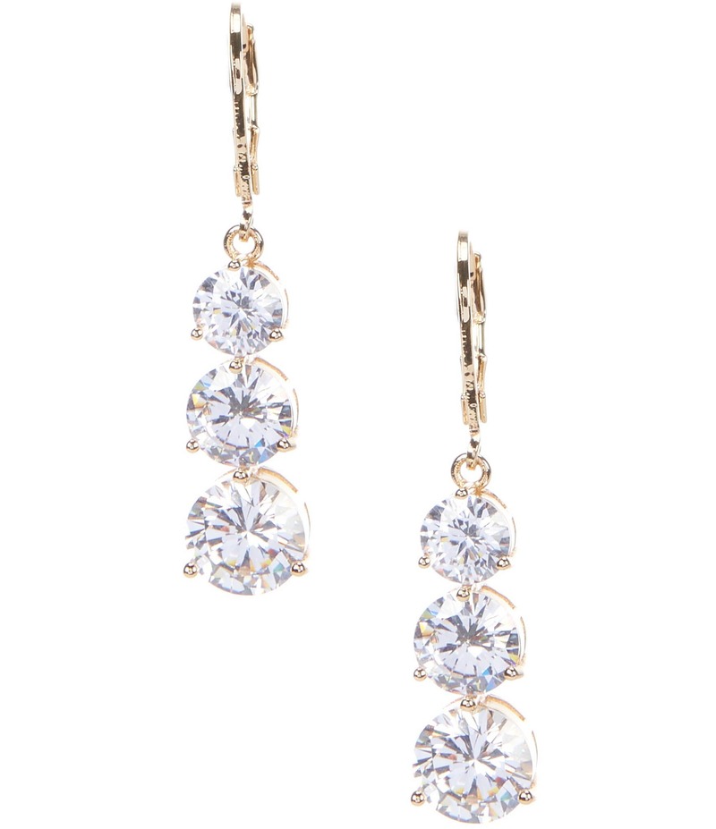 アンクライン レディース アクセサリー ピアス・イヤリング Anne Klein Past Present Future Three Stone Crystal CZ Linear Drop Earrings Gold/Crystal ゴールド