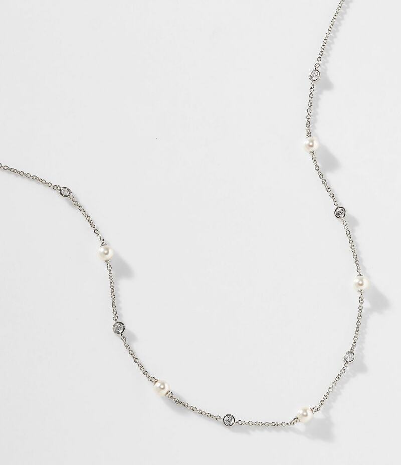 ナディール レディース アクセサリー ネックレス・チョーカー レース Nadri Emilia Pearl and Cubic Zirconia Station Necklace Silver/Pearl/Crystal パール