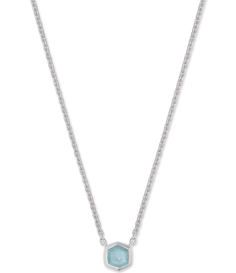 ケンドラスコット レディース アクセサリー ネックレス・チョーカー レース Kendra Scott Davie Pave Sterling Silver Short Pendant Necklace Aquamarine シルバー