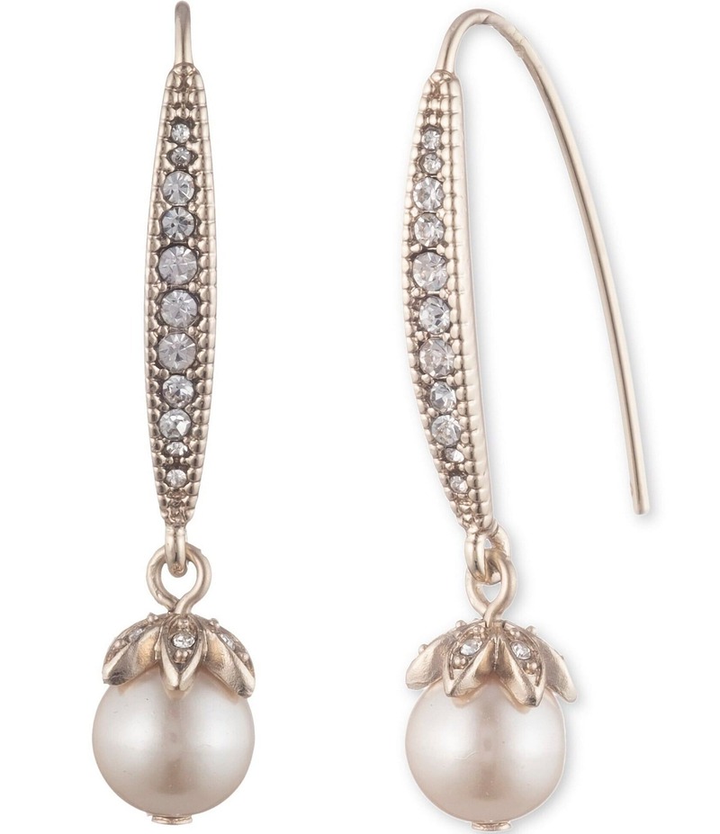 マルケッサ レディース アクセサリー ピアス・イヤリング Marchesa Pearl Threader Crystal Linear Earrings Gold ゴールド