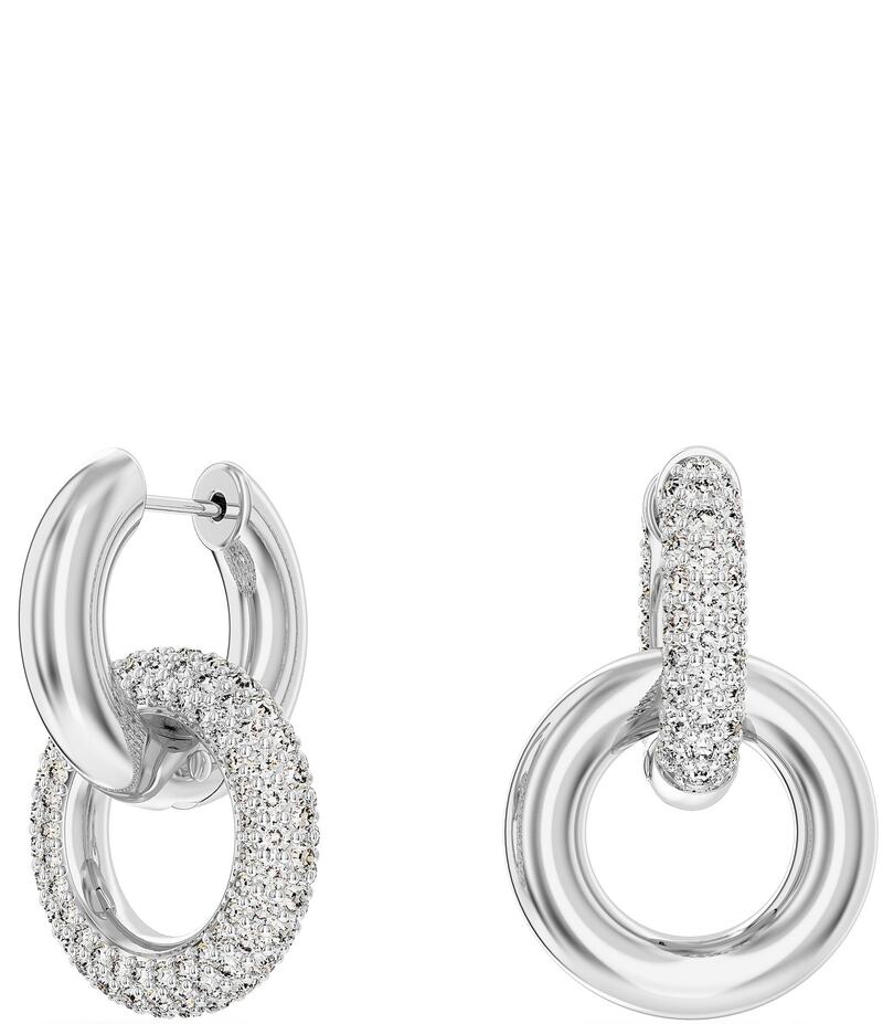 スワロフスキー レディース アクセサリー ピアス・イヤリング Swarovski Dextera Interlocking Crystal Hoop Earrings Silver シルバー｜ReVida 店