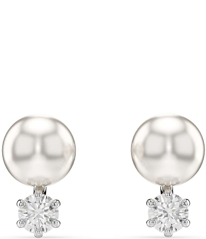 スワロフスキー レディース アクセサリー ピアス・イヤリング Swarovski Matrix Crystal Pearl Stud Earrings Silver シルバー