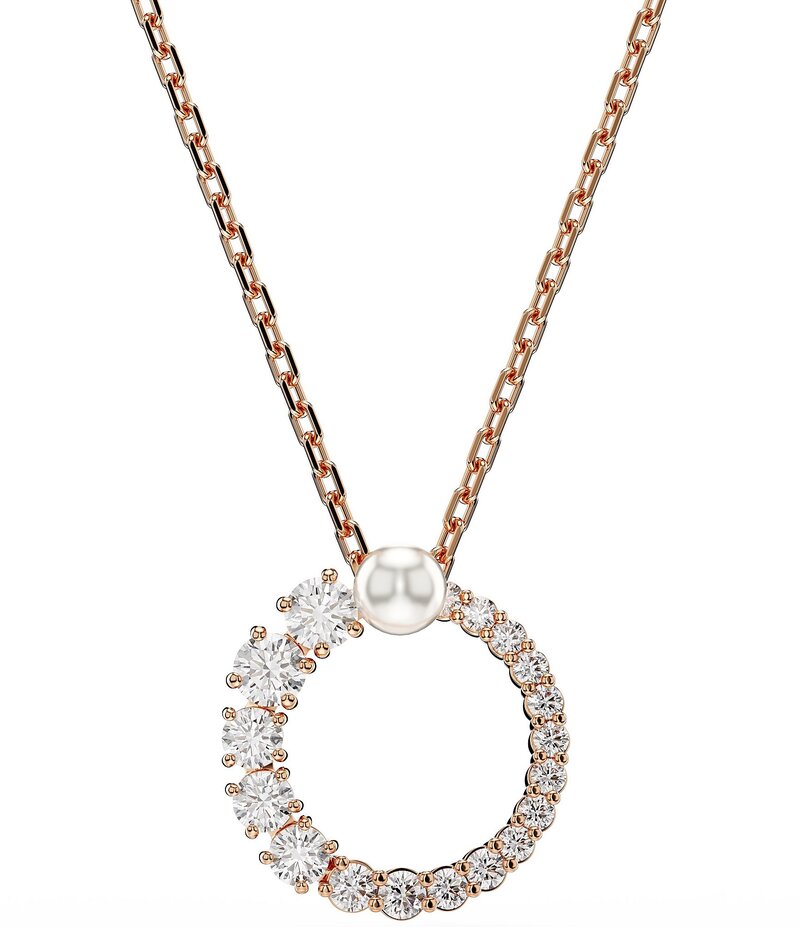 スワロフスキー レディース アクセサリー ネックレス・チョーカー レース Swarovski Matrix Crystal Pearl Short Pendant Necklace Rose Gold ゴールド
