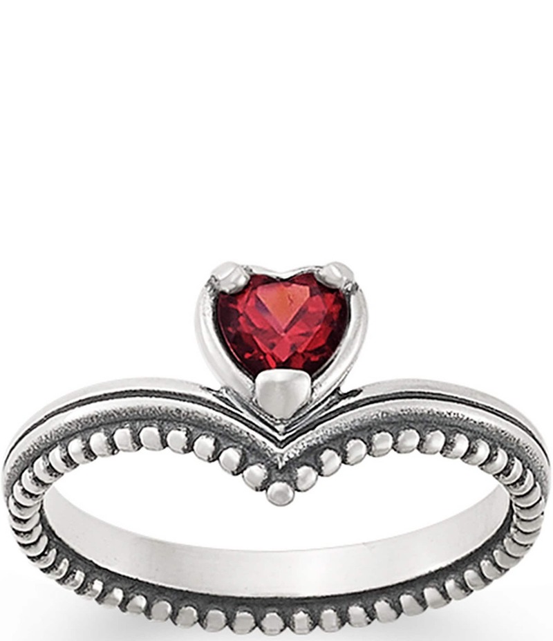 ジェームズ エイヴリー レディース アクセサリー 指輪 James Avery Beaded Chevron Heart Gemstone Ring Sterling Silver/Garnet シルバー｜ReVida 店