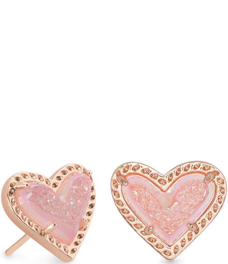 ケンドラスコット レディース アクセサリー ピアス・イヤリング Kendra Scott Ari Heart Rose Gold Drusy Stud Earrings Rose Gold Pink Drusy ピンク