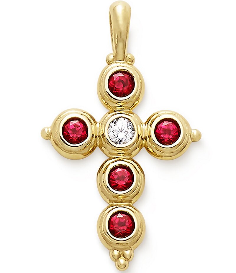 ジェームズ エイヴリー レディース アクセサリー ネックレス・チョーカー James Avery 14K Gold Antiquity Cross with Lab-Created Rubies & Diamond Charm 14k Gold/Red レッド|ReVida 店