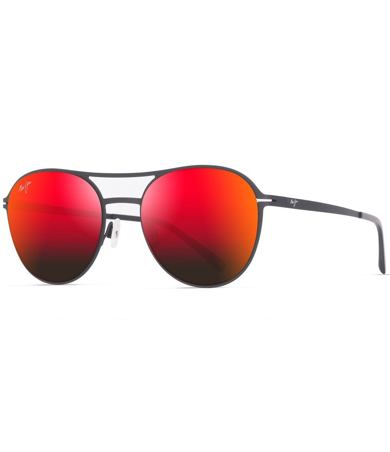 マウイ体育館 レディース 付属品 サングラス・アイウェア つけ加える大きさ Maui Jim Unisex Half Moon PolarizedPlus2R 52粍 Mirrored Round Sunglasses Matte Black 黒いこと