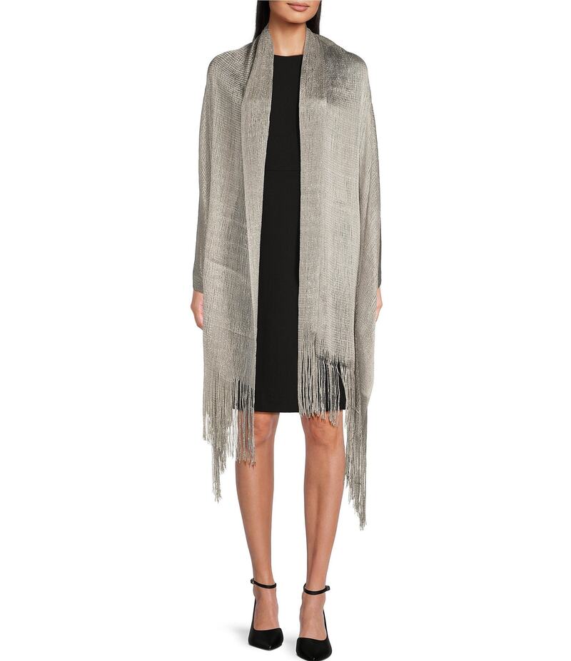 セザンヌ レディース アクセサリー マフラー・ストール・スカーフ フリンジ Cezanne Glitter Fringe Oblong Scarf Silver シルバー｜ReVida 店