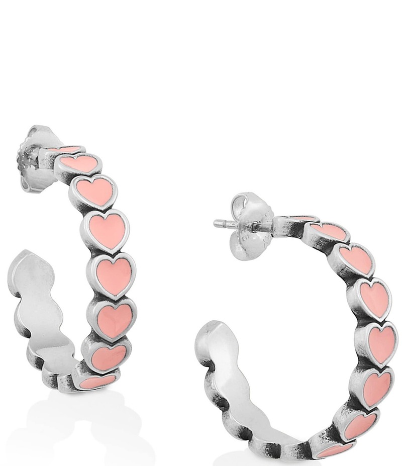 ジェームズ エイヴリー レディース アクセサリー ピアス・イヤリング James Avery Enamel Connected Hearts Hoop Earrings Sterling Pink ピンク｜ReVida 店