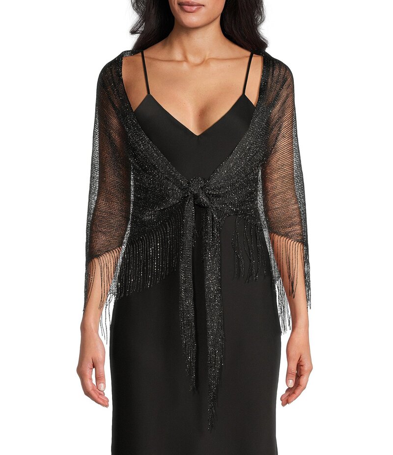 セザンヌ レディース アクセサリー マフラー・ストール・スカーフ フリンジ Cezanne Fringe Shawl Black ブラック｜ReVida 店