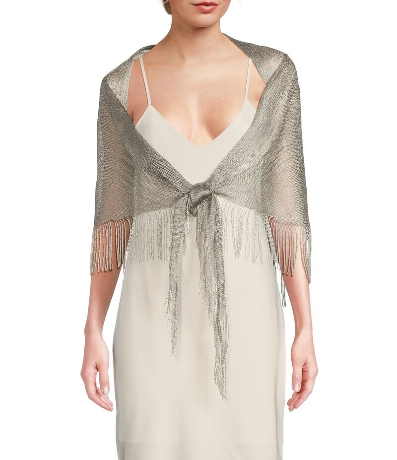 セザンヌ レディース アクセサリー マフラー・ストール・スカーフ フリンジ Cezanne Fringe Shawl Silver シルバー｜ReVida 店