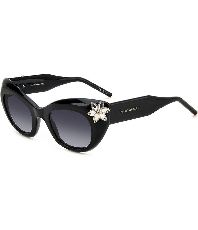 キャロライナヘレラ レディース 付属物 サングラス・アイウェア Carolina Herrera Women\u0027s HER 0215 50粍 Cat Eye Sunglasses Black 黒いこと