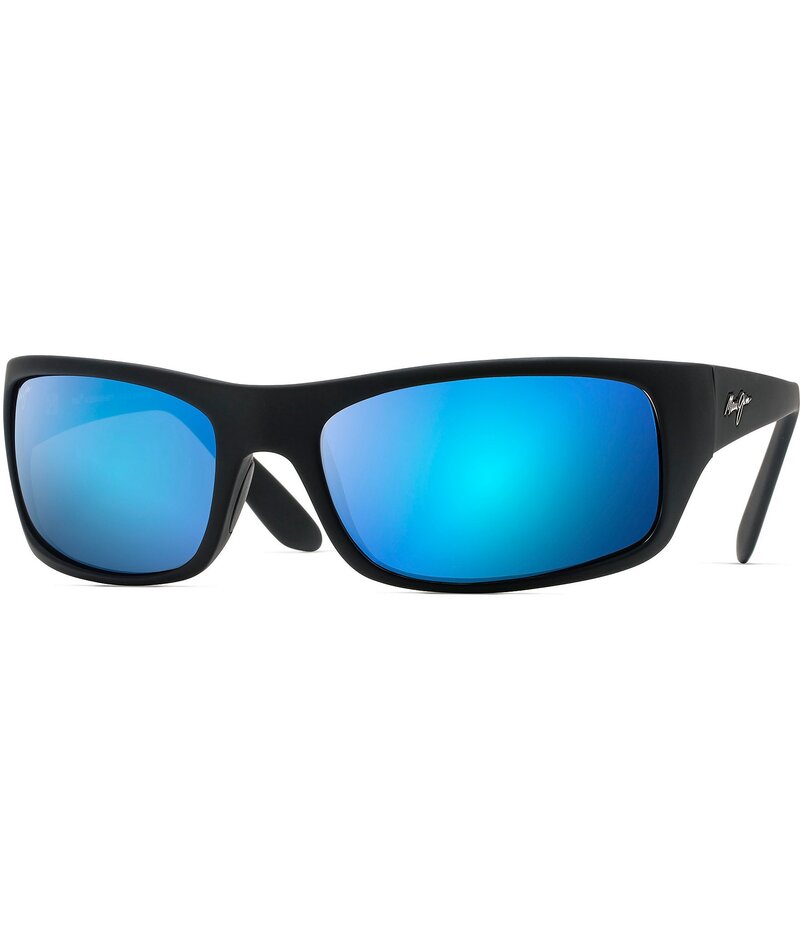 マウイ体育館 レディース 付属品 サングラス・アイウェア つけ加える大きさ Maui Jim Peahi PolarizedPlus2R Wrap 65粍 Sunglasses Black 黒いこと