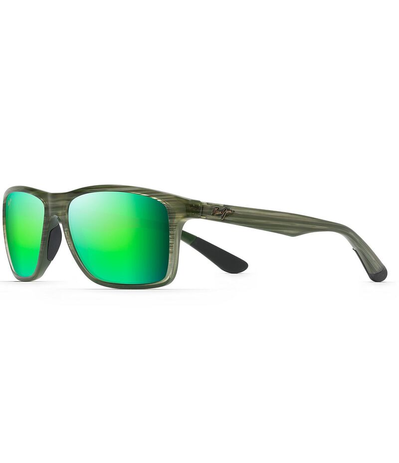 マウイ体育館 レディース 付属品 サングラス・アイウェア つけ加える大きさ Maui Jim Onshore PolarizedPlus2R Rectangular 58粍 Sunglasses Olive Stripe Fade オリーブ
