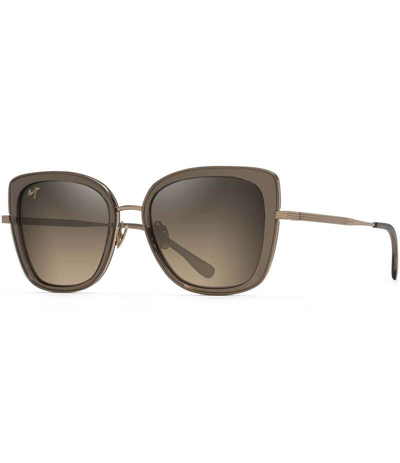 マウイ体育館 レディース 添え物 サングラス・アイウェア Maui Jim Women\u0027s Violet Lake 53粍 Butterfly Sunglasses Transparent Taupe/Gold トープ