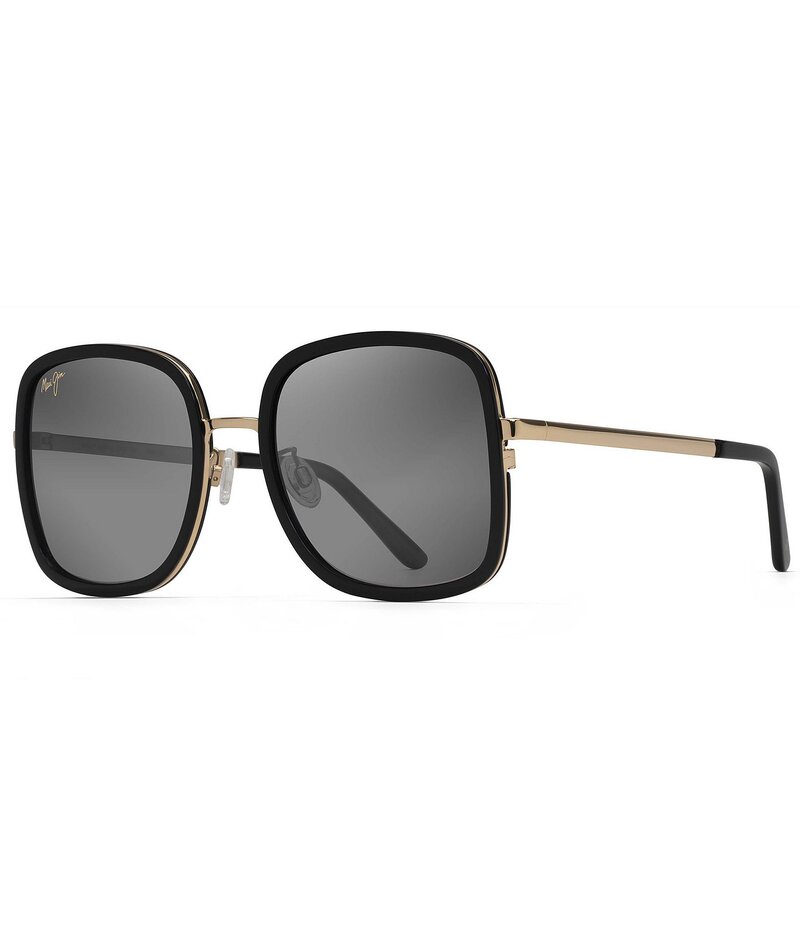 マウイ体育館 レディース 付属物 サングラス・アイウェア Maui Jim Women\u0027s Pua 55粍 Polarized Square Sunglasses Black Gloss 黒いこと