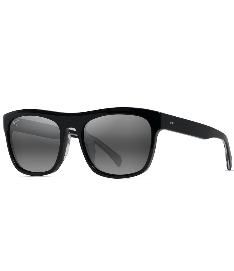 マウイジム レディース アクセサリー サングラス・アイウェア Maui Jim Unisex S-Turns Black Rectangular Polarized Sunglasses Black ブラック
