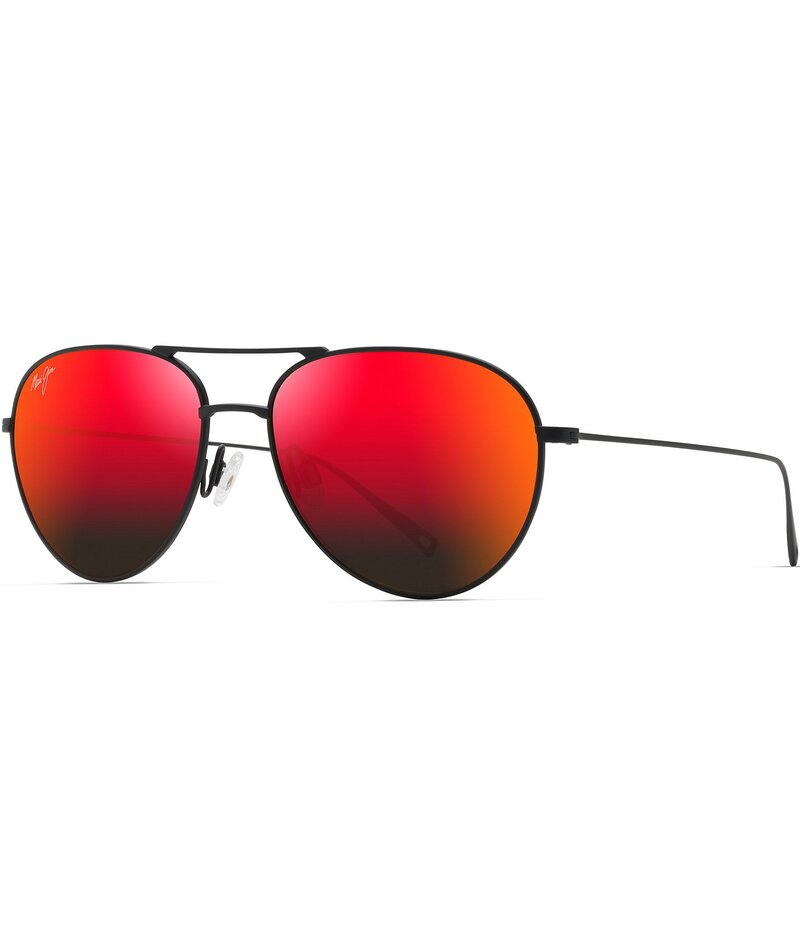 マウイジム レディース アクセサリー サングラス・アイウェア Maui Jim Unisex Walaka 57mm Aviator Polarized Sunglasses Matte Black ブラック