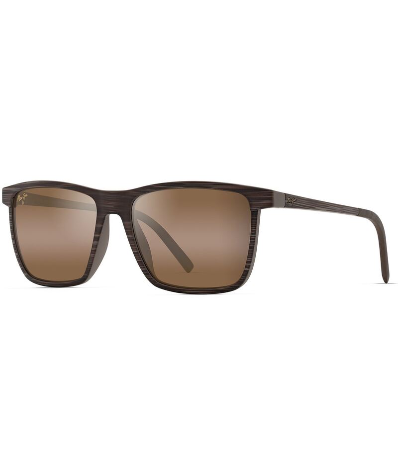 マウイ体育館 レディース 付属品 サングラス・アイウェア Maui Jim Men\u0027s One Way 55粍 Rectangular Striped Polarized Sunglasses Brown Stripe 赤銅色