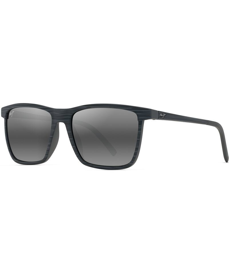 マウイ体育館 レディース 付属品 サングラス・アイウェア Maui Jim Men\u0027s One Way 55粍 Rectangular Striped Polarized Sunglasses Grey Stripe 薄墨色