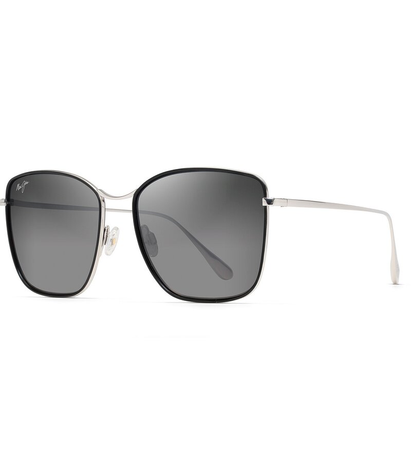 マウイ体育館 レディース 佩び物 サングラス・アイウェア Maui Jim Women\u0027s Tiger Lily 57粍 Polarized Square Sunglasses Black Gloss 黒いこと