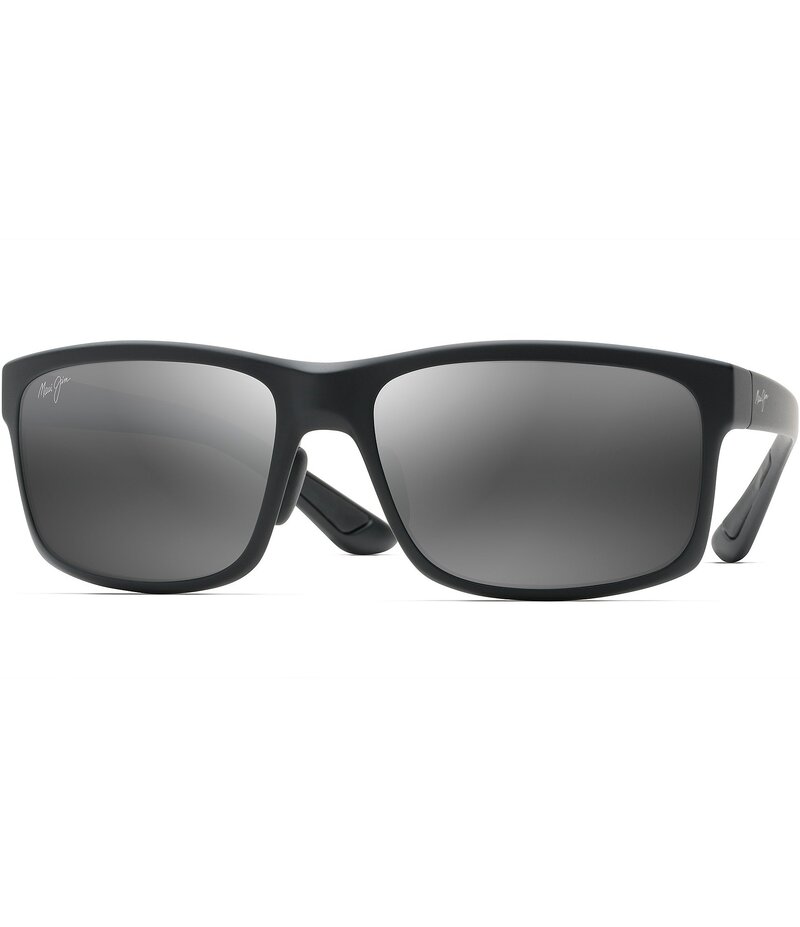 マウイジム レディース アクセサリー サングラス・アイウェア プラスサイズ Maui Jim Unisex Pokowai Arch PolarizedPlus2R Matte Rectangular 58mm Sunglasses Matte Black ブラック
