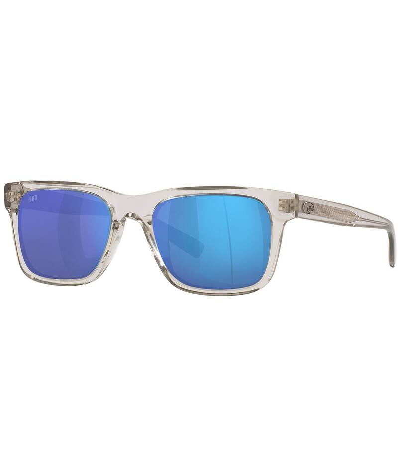 コスタ レディース 付属品 サングラス・アイウェア Costa Men\u0027s 6S2003 Tybee Crystal 55粍 Rectangle Polarized Sunglasses Shiny Light Grey Crystal 薄墨色