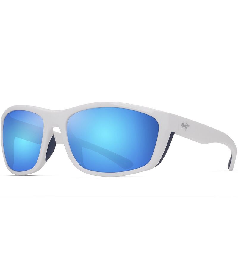 マウイ体育館 レディース 付属品 サングラス・アイウェア つけ加える大きさ Maui Jim Unisex Nuu Landing PolarizedPlus2R 62粍 Wrap Mirrored Sunglasses White 白いこと
